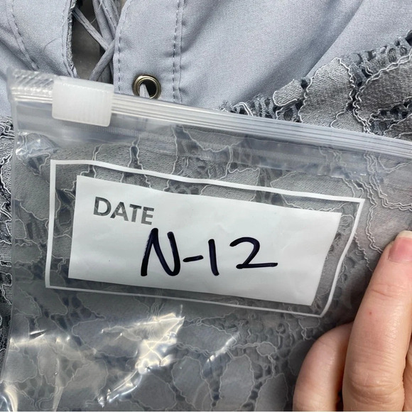 Tobi Lace Sheer Corset Front Off Shoulder Mini Dress M Blue - Picture 8 of 8